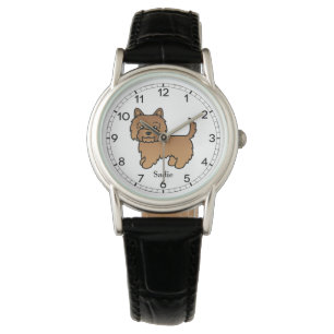 Montre Dessin de chien Terrier Cairn Rouge & Nom personna