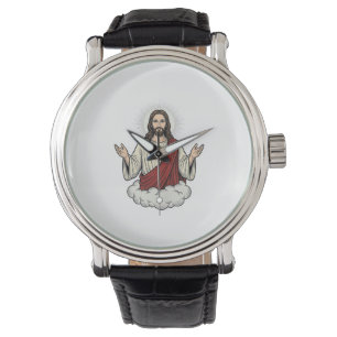Montre Dessin de gravure vintage dévotionnel du Sacré-Cœu