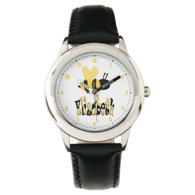 Montre Dessin personnalisé unique Bumblebee Doodle (devant)