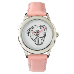 Montre dessin pitbull simple amoureux des chiens noir bla