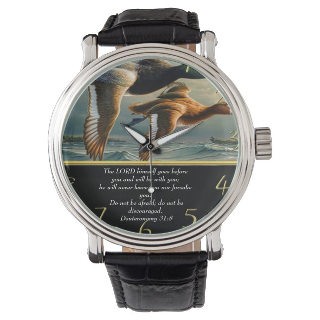 Montre Deutéronome croix de la foi chrétienne avec canard (devant)