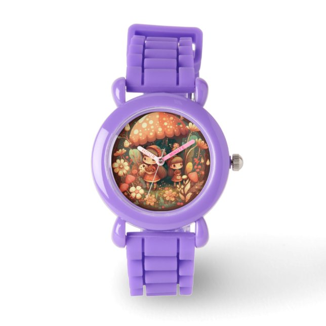 Montre Deux adorables petits elfes sous les champignons (Recto)