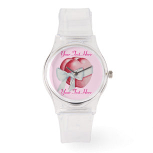 Montre deux cœurs romantiques noués avec un ruban blanc
