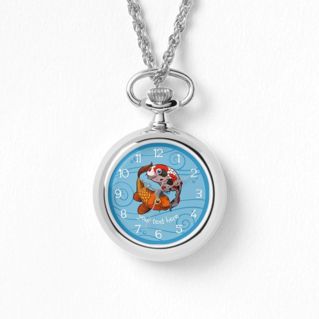 Montre Deux Koi Carp Poisson Amis Nage Carton (Recto)