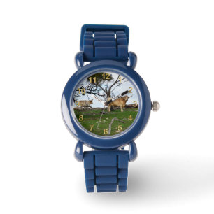 Montre Deux vaches de Highland dans des terres paisibles,