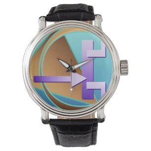 Montre "Diagramme de circuit" imprimé art numérique, turq