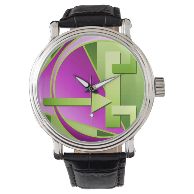 Montre "Diagramme de circuit" imprimé art numérique, vert (devant)
