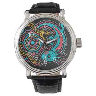 Montre Dieu aztèque Xolotl combattant l'art tribal de la