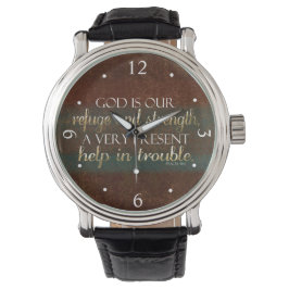 Montre Dieu est notre Refuge Bible Chrétienne Verse Brown