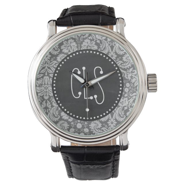 Montre Dim Grey Damask ; Retro Chalkboard (devant)