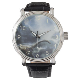 Montre Dinosaures Rétro, Barapasaurus avec Nuages Orageux