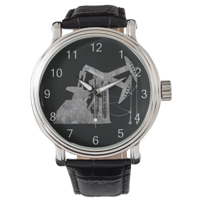 Montre Distressed metal Oilfield Design with Numbers (devant)