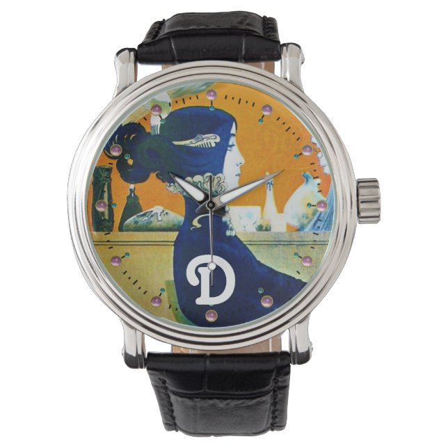 MONTRE DIVA EN BLEU, MONOGRAMME DE MODE BEAUTÉ (devant)