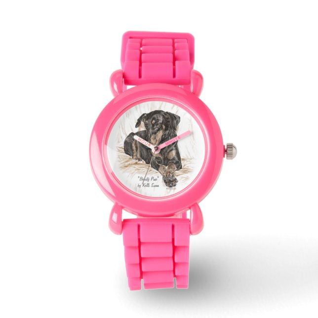 Montre Doberman Chien oreilles naturelles (Recto)