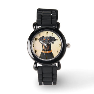 Montre Doberman Pinscher Peinture non découpée Art origin