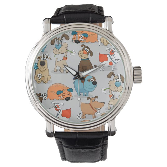 Montre Doggies de caricature mignonnes ou chiots (devant)