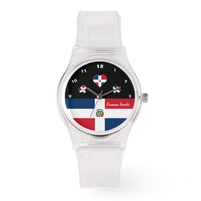 Montre Dominicaine Drapeau, Coeurs, République Dominicain (Recto)