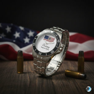 Montre Donald Trump 2025 garde un grand drapeau