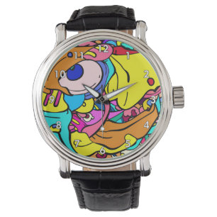 Montre Doodle Art Abstrait coloré