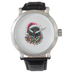 Montre Doodle noir Labradoodle Noël Arbre de Noël Lumière