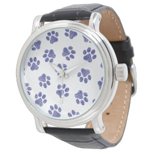 Montre Doodle Paws, pattes de chien, pattes bleu marine