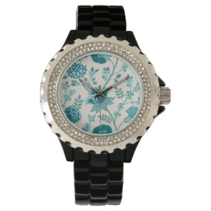 Montre Dos de motifs floraux jacobéens sur crème
