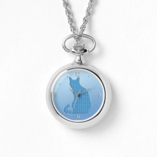 Montre Dotty Chat - tons bleu