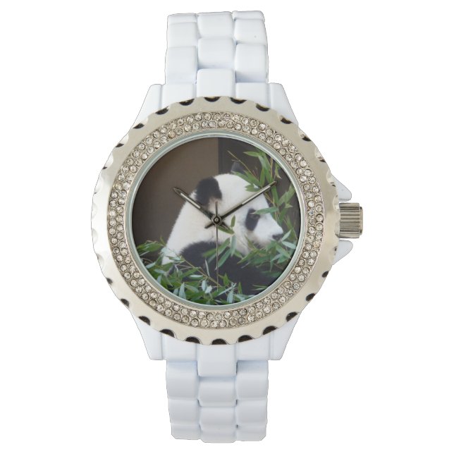 Montre d'ours Panda en strass féminin (devant)