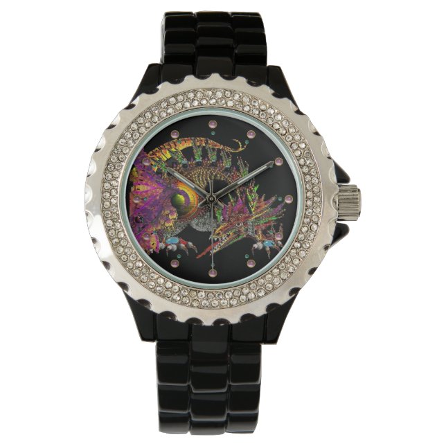 MONTRE DRAGO / DRAGON IMAGINAIRE EN OR ET NOIR (devant)