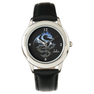 Montre Dragon argenté du feu