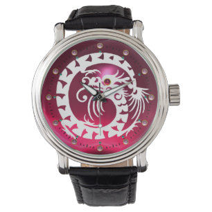 Montre DRAGON BLANC Pink Purple Amethyst Pierres