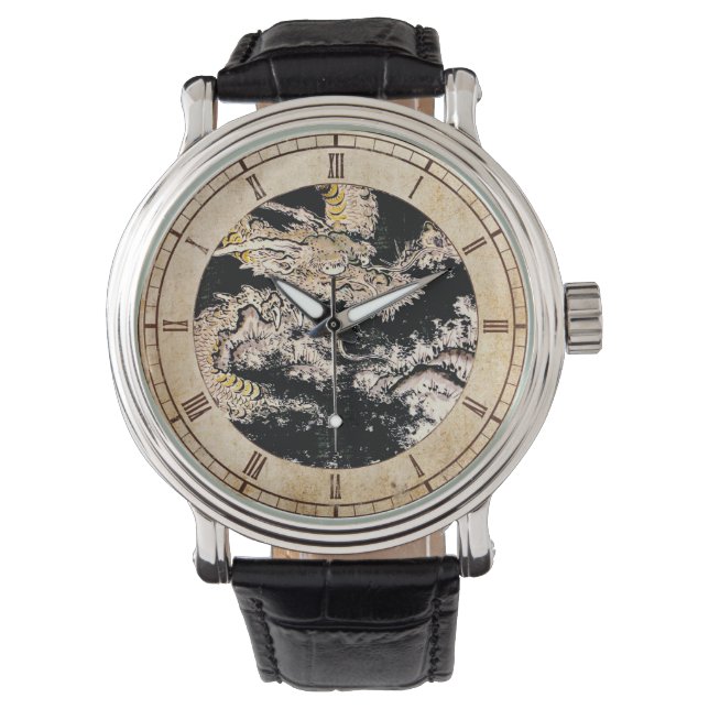 Montre Dragon cool oriental ukiyo-e mythique (devant)