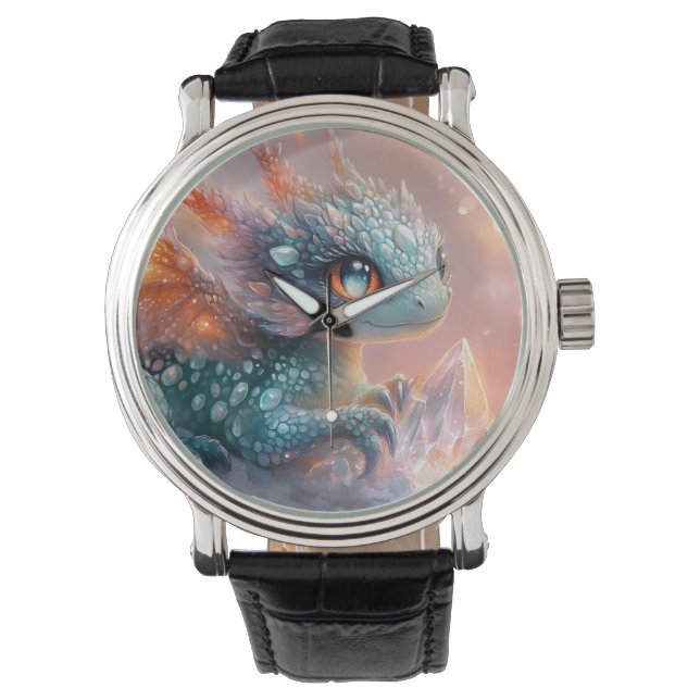 Montre Dragon de bébé adorable avec Gem de cristal : Art  (devant)