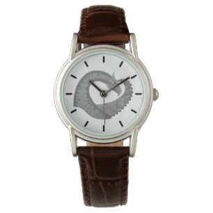 Montre Dragon de coeur gris sur blanc