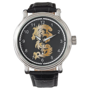 Montre Dragon d'or en noir