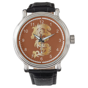 Montre Dragon d'or en rouge