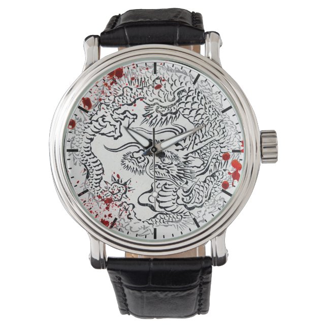 Montre Dragon japonais légendaire, éclaboussé de sang vin (devant)