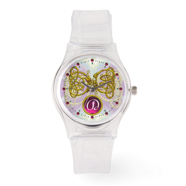 MONTRE DRAGON LOVE/ GOLD CELTIC KNOTS MONOGRAMME EN PIERR (Recto)