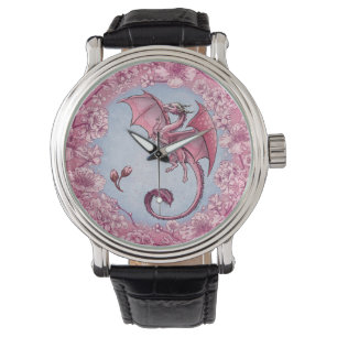 Montre Dragon rose d'art d'imaginaire de nature de