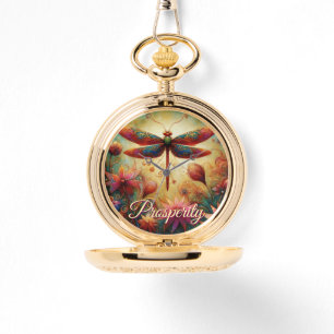 Montre Dragonfly lunaire Floral Art Abstrait Prospérité