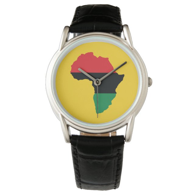 Montre Drapeau Afrique rouge, noire et verte (devant)