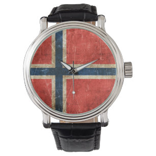 Montre Drapeau âgé et rayé de cru de la Norvège