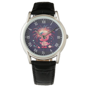 Montre Drapeau américain avec Flamant rose Cartoon-69218