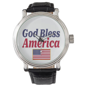 Montre Drapeau américain Dieu bénisse l'Amérique patrioti