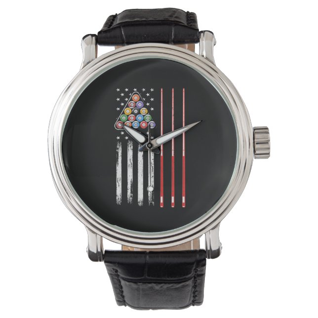 Montre Drapeau américain du joueur de pool (devant)