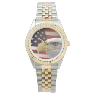 Montre Drapeau américain féminin à deux tons