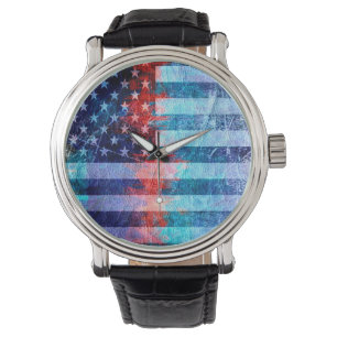 Montre Drapeau américain Grunge