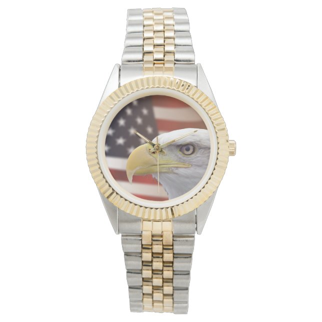 Montre Drapeau américain masculin à deux tons (devant)