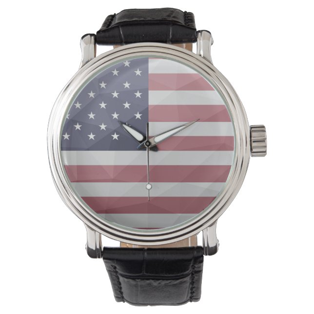 Montre Drapeau américain Rouge Blanc Bleu Amérique Mesh g (devant)