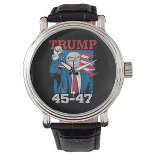 Montre Drapeau américain Trump 45 47 Vintage Rétro USA